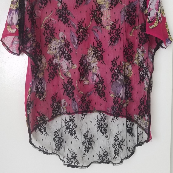 Betsey Johnson Hi Low Lacy Top w/ Cats Size Medium - Picture 5 of 8